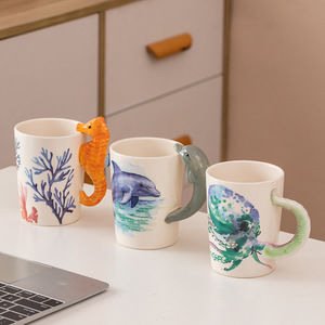 Creative Marine Animal Ceramic Mugs Cute 3D Seahorse Octopus Dolphin Coffee Mug - Product Image 3