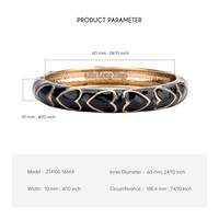 Bracelets manchette géométriques en forme de cœur en émail noir avec bordure dorée romantique Daili, insertion d'ongles, alliage de zinc, classique pour femmes