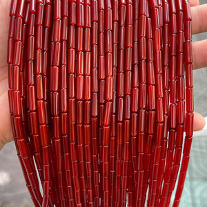 Natural <strong>Red</strong> Agate Rectangle Tube <strong>Beads</strong> DIY Jewelry Making Accessories 29pcs 4*13mm Loose Spacer <strong>Bead</strong> Wholesale - Product Image 3