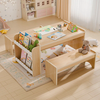 Ensemble table et chaises pour enfants avec plateau large, table d'étude multifonctionnelle pour enfants et centre d'activités avec rangement pour livres