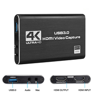 Tarjeta de captura de vídeo 4K USB 3,0 HDMI, compatible con grabador de vídeo HD 1080P 60fps para captura OBS, tarjeta de juego, cámara de PS4 en vivo
