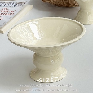 [Actualisation] Plateau en céramique jaune crème rétro de luxe léger, émaillé, à pied haut, compatible lave-vaisselle, pour l'exportation et le commerce extérieur - Product Image 6