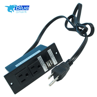 Multiprise de bureau ABS avec USB, prise de courant encastrée, prise de courant pour table de conférence, prise de courant avec 2 prises US et 3 ports USB