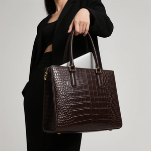 Produttore modello di coccodrillo su misura vera pelle di vacchetta in pelle di vacchetta borsetta da ufficio lavoro portatile borsa a mano per le donne - Product Image 3