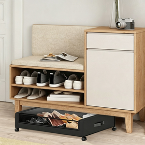 Rangement sous le lit avec roulettes, bac de rangement en tissu Oxford anti-poussière à double fermeture éclair pour vêtements, couvertures et chaussures - Product Image 5