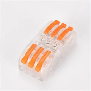 Supplier 3 in 3 out quick Transparent Mini Lever wire to wire connector PC spring push in terminal plugs