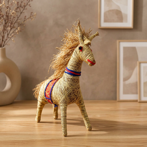 Figurine de cheval en paille naturelle faite à la main, artisanale, écologique, sculpture décorative pour décoration rustique, vente en gros - Product Image 1