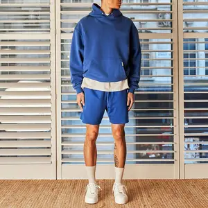 Trendy yüksek sokak erkek kısa kollu pamuk eşofman takımı özel Logo aplike nakış yamalar bahar sezon baskı Tees