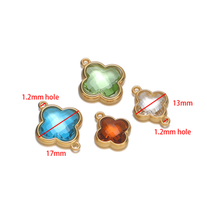 <span class=keywords><strong>Pendentif</strong></span> trèfle en verre plaqué <span class=keywords><strong>or</strong></span> PVD 18 carats en acier inoxydable 13 mm 17 mm, breloques trèfle à quatre <span class=keywords><strong>feuilles</strong></span> pour la fabrication de bijoux et accessoires - Product Image 5