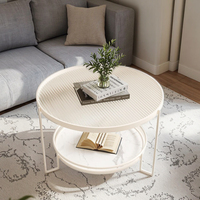 Table basse en pierre de couleur crème, plateau en verre trempé, cadre en métal, design minimaliste moderne pour les petits salons, meubles de maison