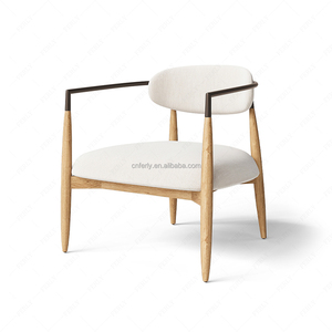 Chaise longue de luxe FERLY Chaise à cadre conique en chêne blanc <span class=keywords><strong>Tube</strong></span> en acier croissant pour canapés meubles de salon - Product Image 3
