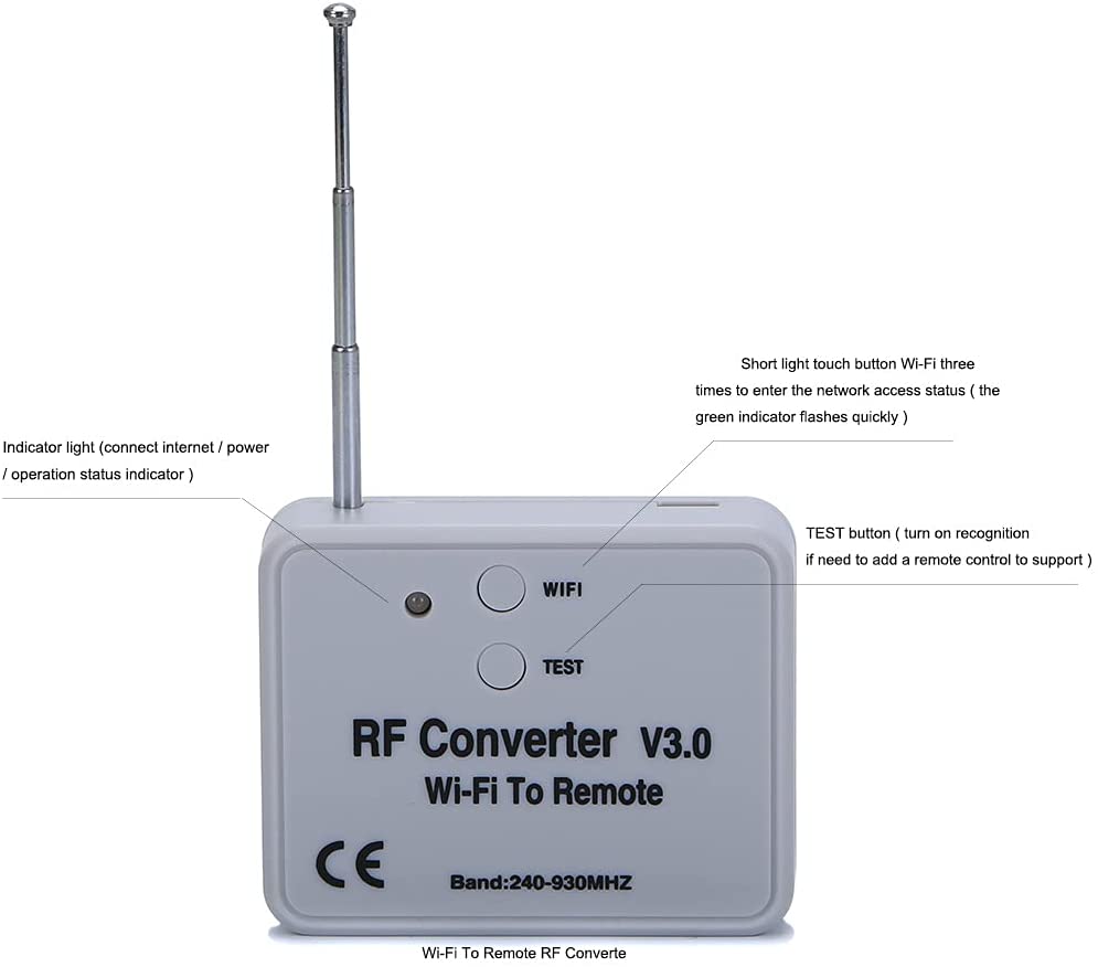 Wifi To RF Bluetooth Remote Control 300-868Mhz