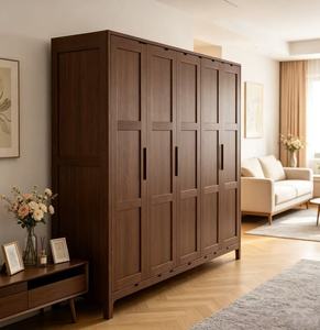 Modern Minimalist Wooden <b>Wardrobe</b> Shaker Doors Hinged Solid Wood Freestanding <b>Large</b> Capacity Bedroom Furniture - Product Image 5