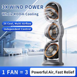 Triple Head Desk <b>Usb</b> Rechargeable 5 Speeds Quiet Oscillating Portable <b>Mini</b> Desktop <b>Fan</b> for Office Home - Product Image 5