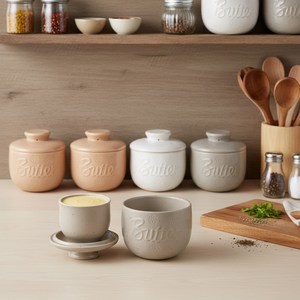 Ceramic Butter Dish <b>with</b> <b>Lid</b> Speckled Porcelain Serve <b>Bowl</b> Kitchen Counter Container - Product Image 1