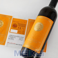 Etiquetas adhesivas de vino personalizadas de lámina dorada en relieve de varios niveles, pegatinas impermeables para botellas de agua