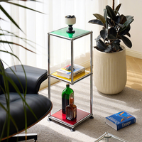 Tabouret modulaire, chariot simple, canapé, petite table d'appoint, support de rangement en acier inoxydable, table basse modulaire d'occasion