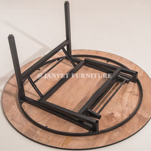 Tavolo pieghevole rotondo per banchetti di Catering per eventi di nozze in legno all'ingrosso 6ft - Product Image 4