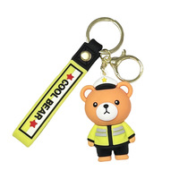 Nouveau design porte-clés en PVC imitation ours, pendentif souple en PVC ours pompier ou policier, breloques animaux 3D en PVC pour décoration