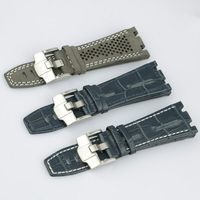28 mm Kalbsleder-Uhrenarmband mit Silberner Dornschließe für Audemars Piguet AP 42 mm Royal Offshore