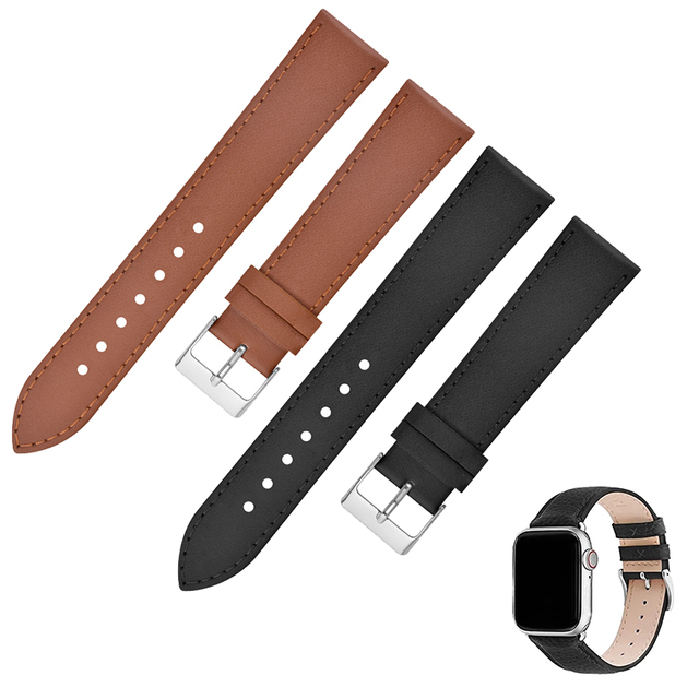 Genuine Leather Watch Leather Strap 22mm 20mm Custom Watch Straps Leather Smooth for ap Garmin Smart Watch