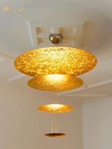 Lampadario LED MAJ in Alluminio con Foglia d'Oro, Design Moderno e Minimalista Italiano, Sospeso, Garanzia 5 Anni, Luce Calda, CRI 80, Fascio a 360° - Product Image 5