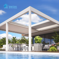 Pergola Commerciale en Aluminium Sweet Home avec Lames Rétractables Électriques, Pavillon Extérieur Étanche pour Hôtels et Complexes Hôteliers