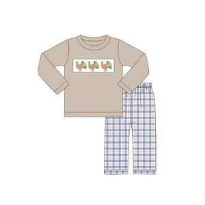 Conjuntos de Ropa Bordada con Diseño de Pavo para Bebés y Niños, de Algodón, Manga Larga, 2 Piezas, Vestido Tipo Romper, Ropa Casual para Niños y Niñas, Conjuntos a Juego para Hermanos - Product Image 2