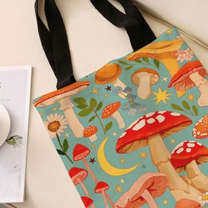 Reusable Simple Colorful Mushroom Printed Grocery <b>Bag</b> Women High Quality <b>Canvas</b> <b>Tote</b> <b>Bags</b> - Product Image 3