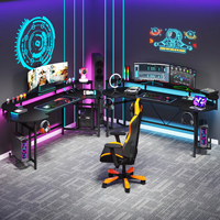Nouveau design, bureau d'ordinateur très vendu, poste de travail PC, table de jeu avec bandes LED