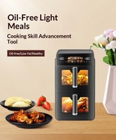 Nouvelle Friteuse à Air Chaud 10L Électronique à Double Tiroir avec Écran Tactile, 110V-240V, Protection Automatique Indépendante contre les Panne de Courant, Vente Chaude Mondiale