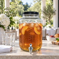 Distributeur de boissons en verre de 8 L (2 gallons) avec marques de mesure, grand distributeur de jus et de boissons pour hôtel, buffet, restauration, OEM
