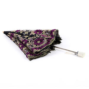 Payung matahari sutra lapisan ganda Lolita mewah DD3790 payung pernikahan bordir bunga renda 2 lipat Logo kustom tahan hujan dewasa - Product Image 4