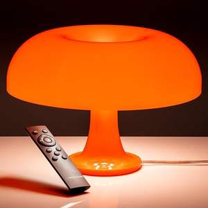Orange Mushroom <strong>Table</strong> <strong>Lamp</strong> with Remote Dimmable - Mid-Century 70s <strong>Funky</strong> <strong>Lamp</strong> for Desk - Product Image 1
