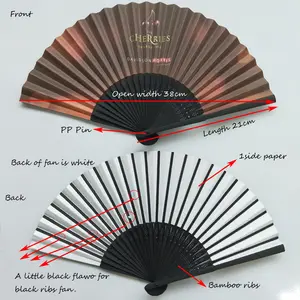 Custom Printed Logo Paper Folding Fan High Quality Personalized Bamboo Hand Held Fan Party Kids DIY Promotion Advertising Gifts