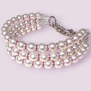 Collar de perlas personalizado, collar de perro pequeño, diseño personalizado, collar de gato para niña, cuentas de diamantes de imitación, collar de perro ajustable - Product Image 4