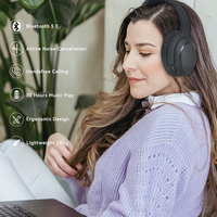 Auriculares Bluetooth ANC Over-Ear con Pantalla LED Digital de Batería, Plegables, Inalámbricos, Larga Duración de Batería para Oficina, Viajes y Juegos