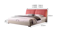 Lit double moderne haut de gamme avec cadre en bois touffeté Sac en cuir souple Boîte de rangement haute pour chambre principale Style minimaliste