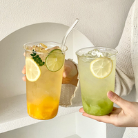 Tasse en verre borosilicate minimaliste, résistante à la chaleur, à paroi simple, transparente, pour boissons froides, thé aux fruits, usage café