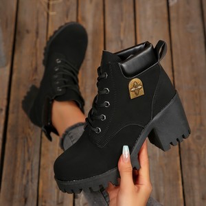 <span class=keywords><strong>Bottines</strong></span> tendance pour femmes Xuanhui Fashion, plateforme, <span class=keywords><strong>talon</strong></span> bloc de 7,5 cm, lacets, chaussures décontractées pour femmes - Product Image 3