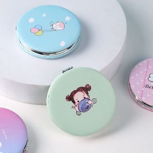 Portable Round Makeup <b>Mirror</b> Folding Compact Blue Cute Cartoon Design For Students Beauty Touch Up Travel Use - Product Image 4