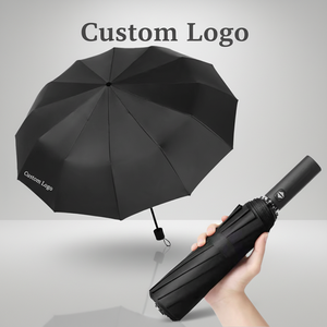 Parapluie pliant entièrement automatique robuste à 24 baleines, grand format, protection solaire et pluie, personnalisable avec logo publicitaire, idéal pour le voyage, résistant au vent - Product Image 1
