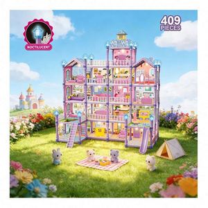 Casa de Muñecas de Plástico para Niños, Juguete de Gran Tamaño con Muebles, Balcón, Tobogán, Piscina, Ascensor, Juego de Simulación, Set de Regalo - Product Image 4
