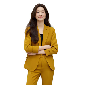 Women's Suit <b>Set</b> Black Slim Fit Flared Trousers Anti-Wrinkle <b>Office</b> Lady Autumn Polyester Worsted Full Sleeve - Product Image 5