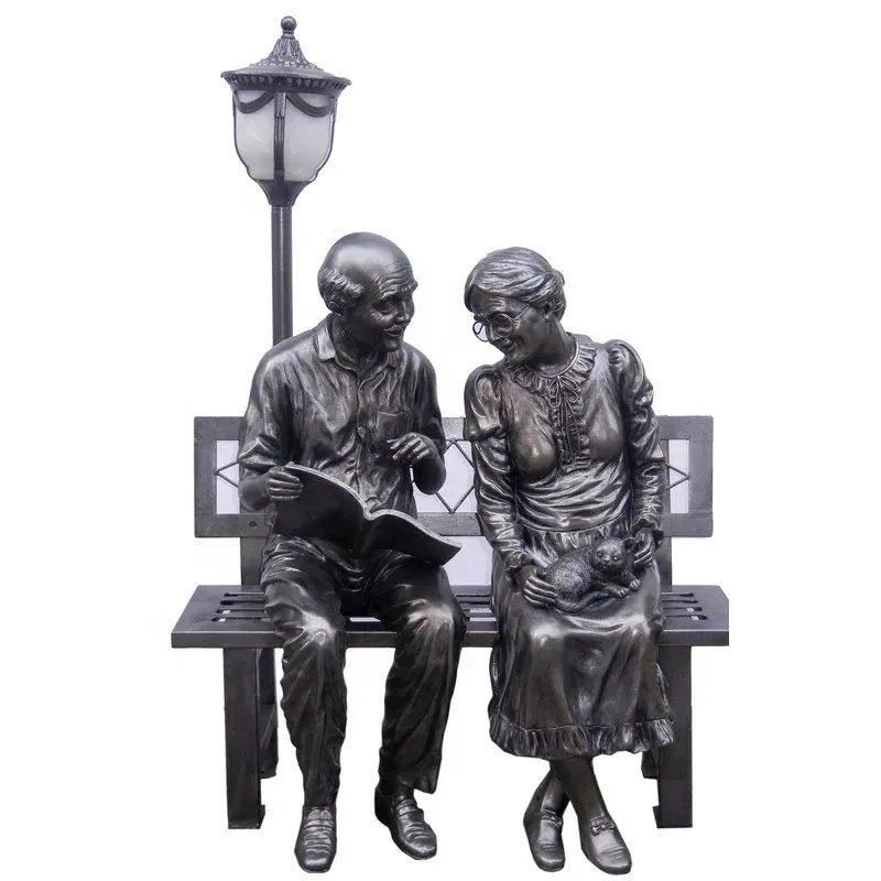 Statue vintage de couple, en Bronze, personnalisé, taille de vie sur le banc