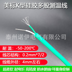 Cable de compensación para termopar tipo K Tznuoyi, aislado con silicona, blindado, multihilo, verde, 24 AWG, para electrónica - Product Image 5