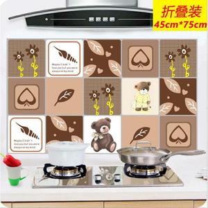 Cute Bear <b>Kitchen</b> Sticker Self-Adhesive Aluminum Foil Tile Oil Smoke Wall Sticker Home <b>Decoration</b> Modern Design Square Pattern - Product Image 4