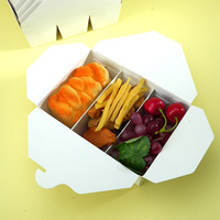 Boîte d'emballage alimentaire à emporter biodégradable personnalisée en usine, boîte à lunch jetable en papier à 3 compartiments pour restaurant