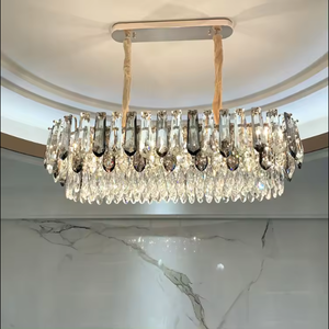 Araña de luces de techo de sala de estar moderna de cristal dorado de lujo de alta calidad - Product Image 1