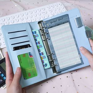 A6 PU cahier à feuilles mobiles Budget planificateur classeur <span class=keywords><strong>Macaron</strong></span> Glitz Morandi Plan financier grand livre enveloppe dépôt en espèces - Product Image 3